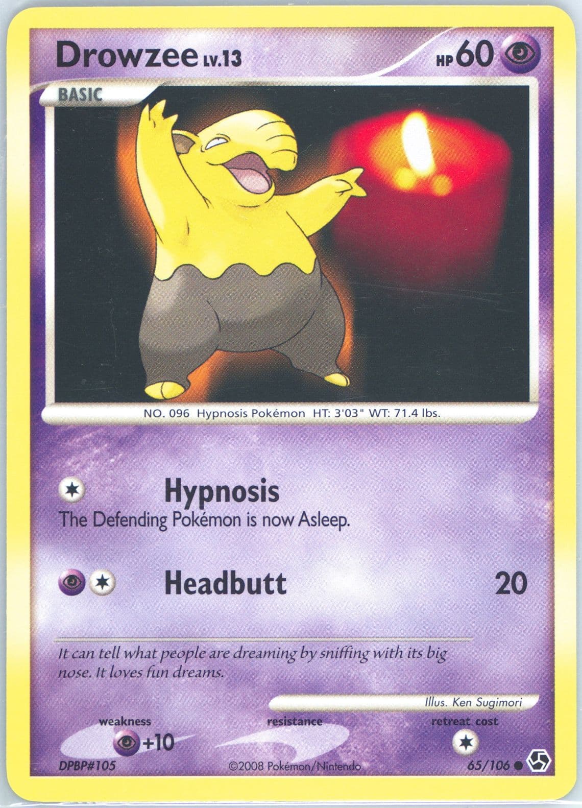 Drowzee (65) 2008 Pokemon Diamond & Pearl Great Encounters