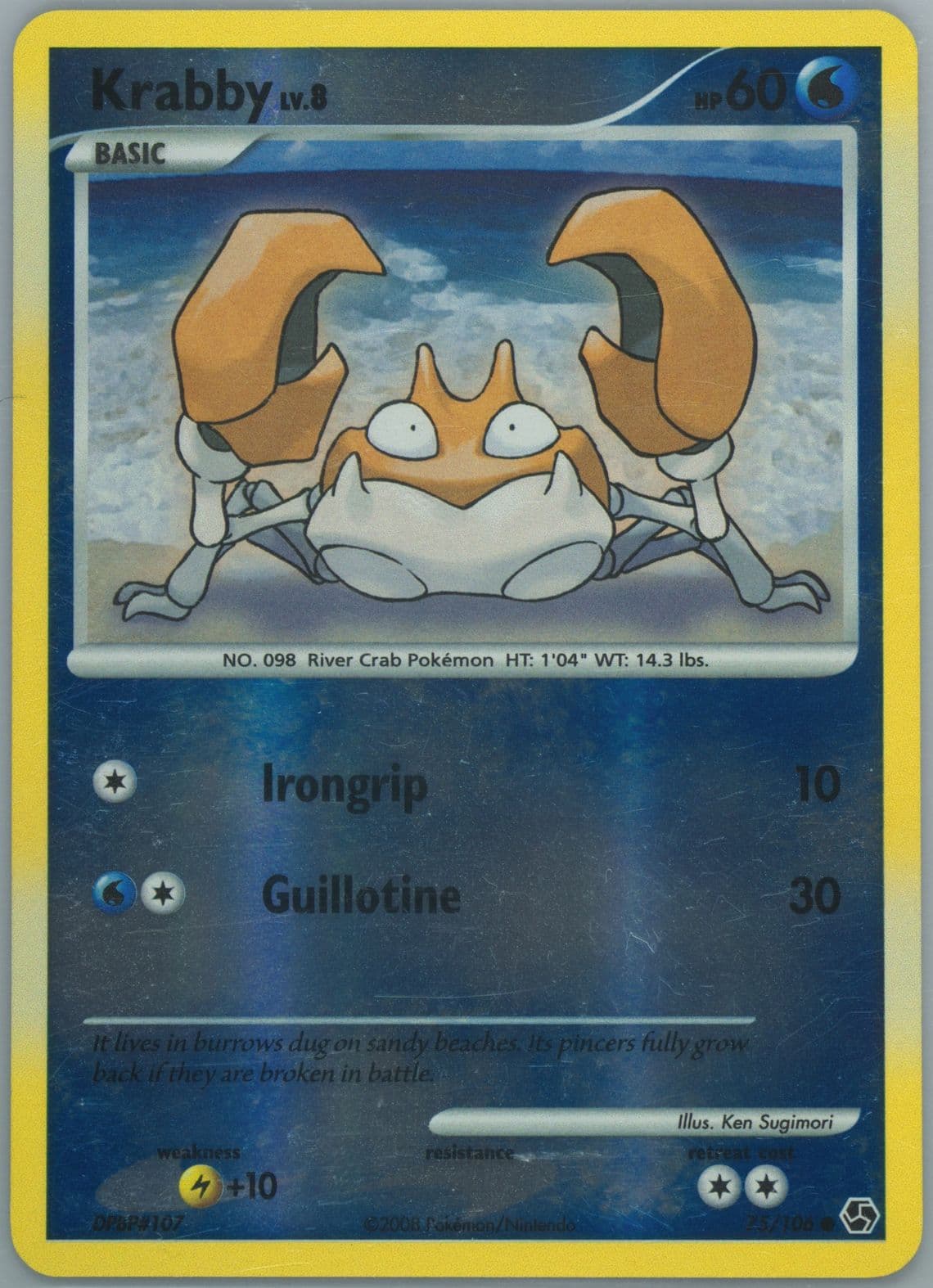 Krabby-Reverse Foil (75) 2008 Pokemon Diamond & Pearl Great Encounters