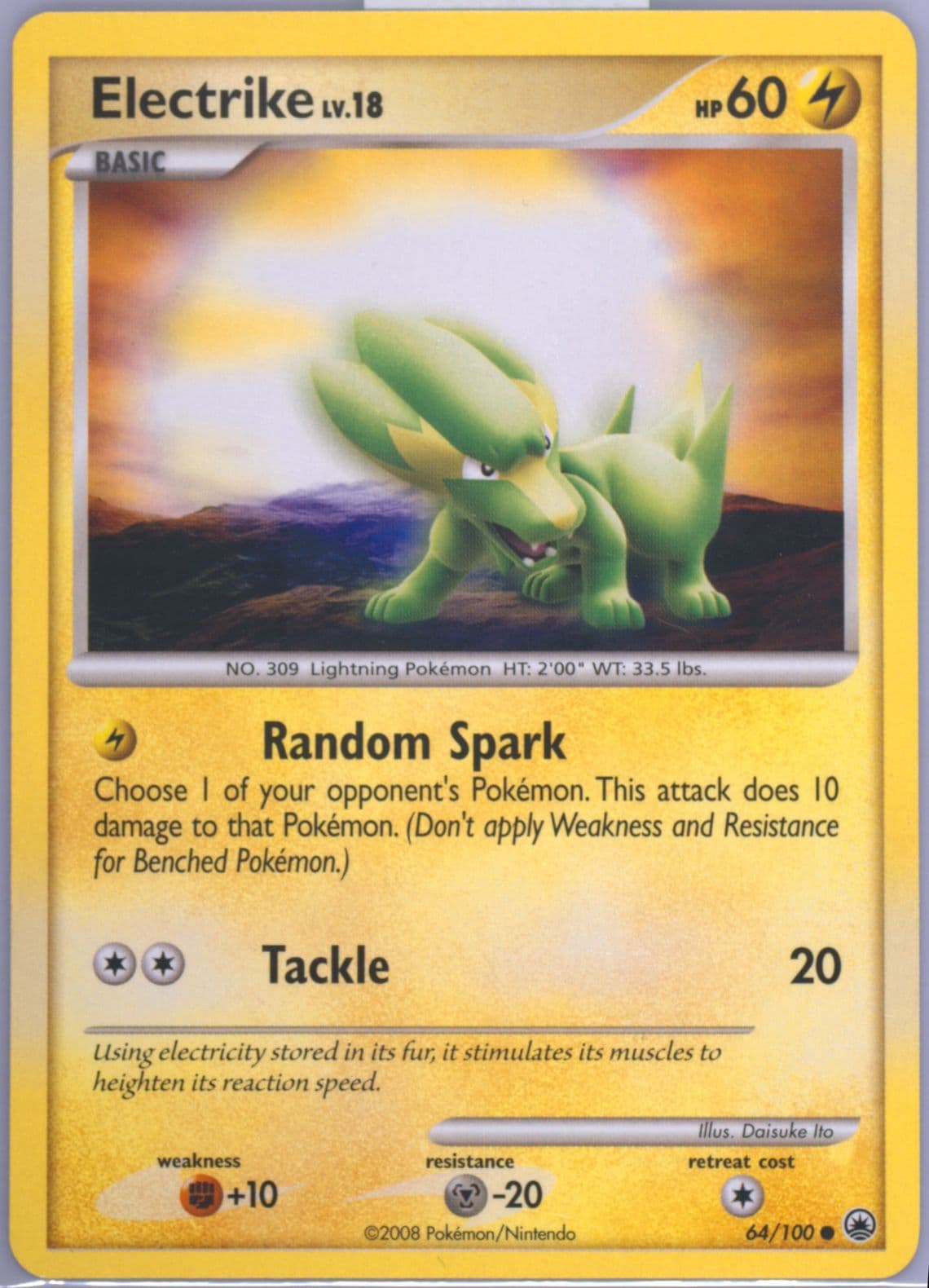 Electrike (64) 2008 Pokemon Diamond & Pearl Majestic Dawn