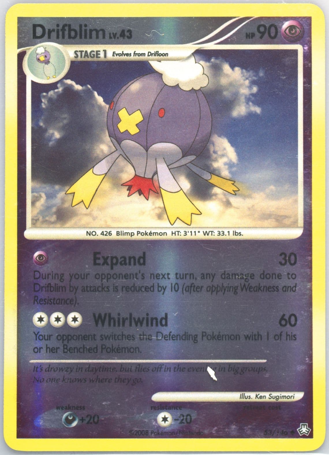 Drifblim-Reverse Foil (53) 2008 Pokemon Diamond & Pearl Legends Awakened