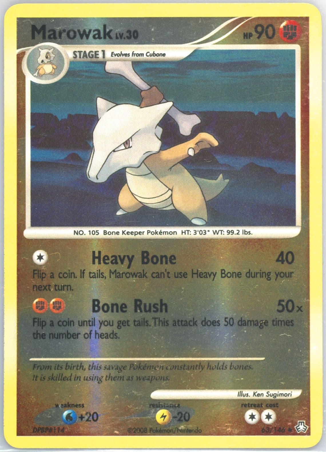 Marowak-Reverse Foil (63) 2008 Pokemon Diamond & Pearl Legends Awakened
