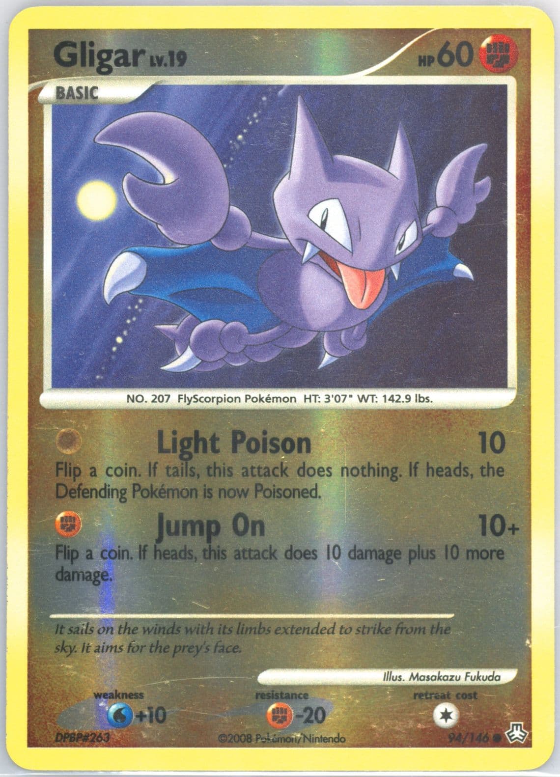 Gligar-Reverse Foil (94) 2008 Pokemon Diamond & Pearl Legends Awakened