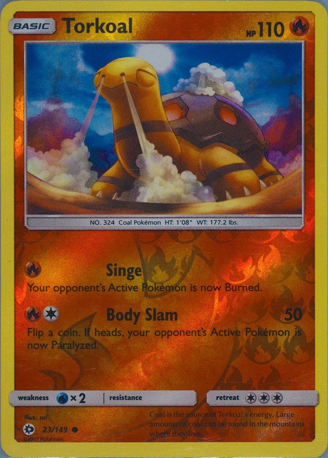 Torkoal-Reverse Foil (23) 2017 Pokemon Sun & Moon