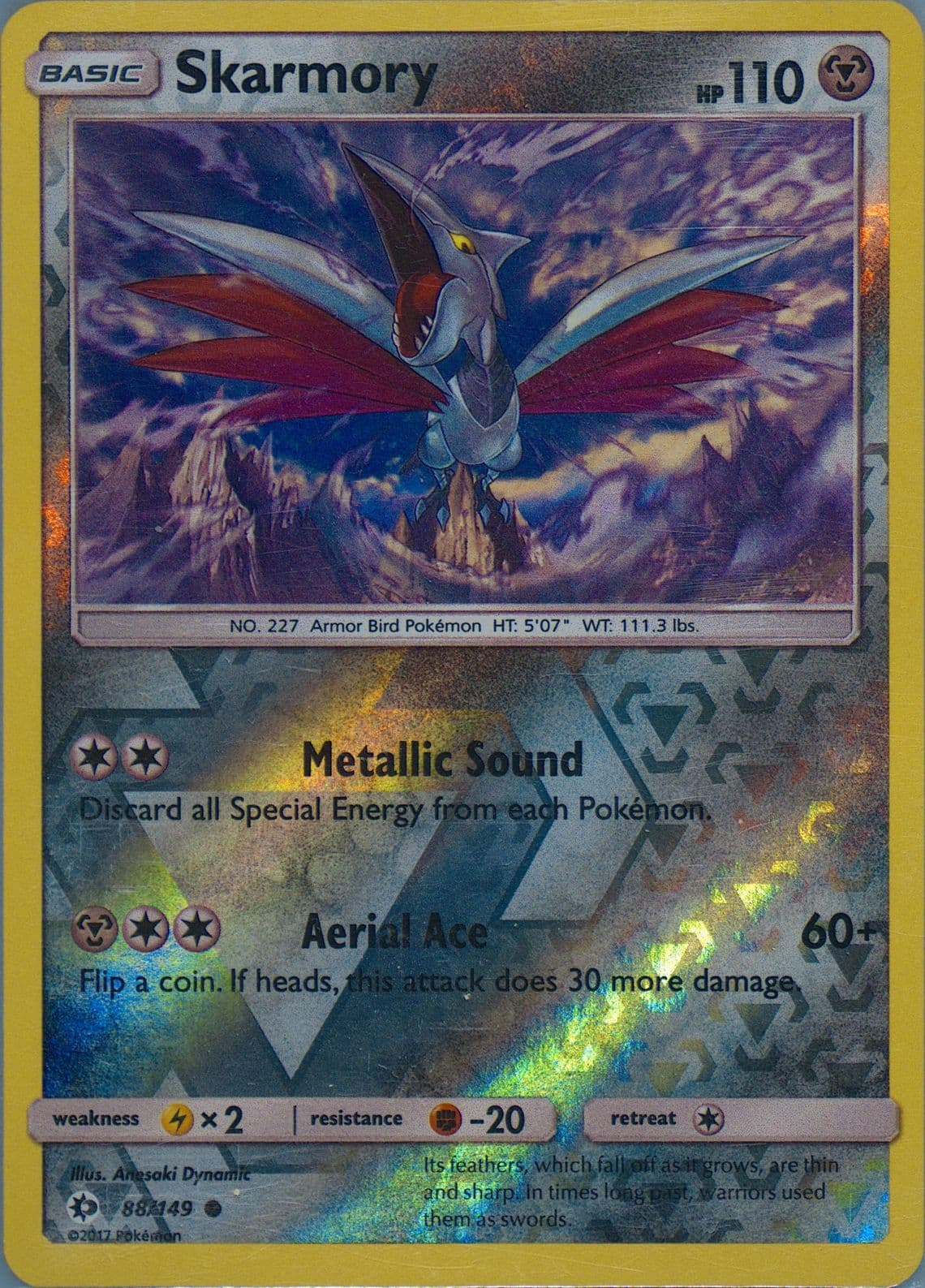 Skarmory-Reverse Foil (88) 2017 Pokemon Sun & Moon