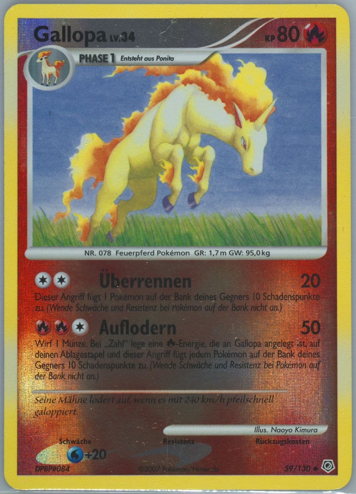 Gallopa-Reverse Foil German (59) 2007 Pokemon Diamond & Pearl