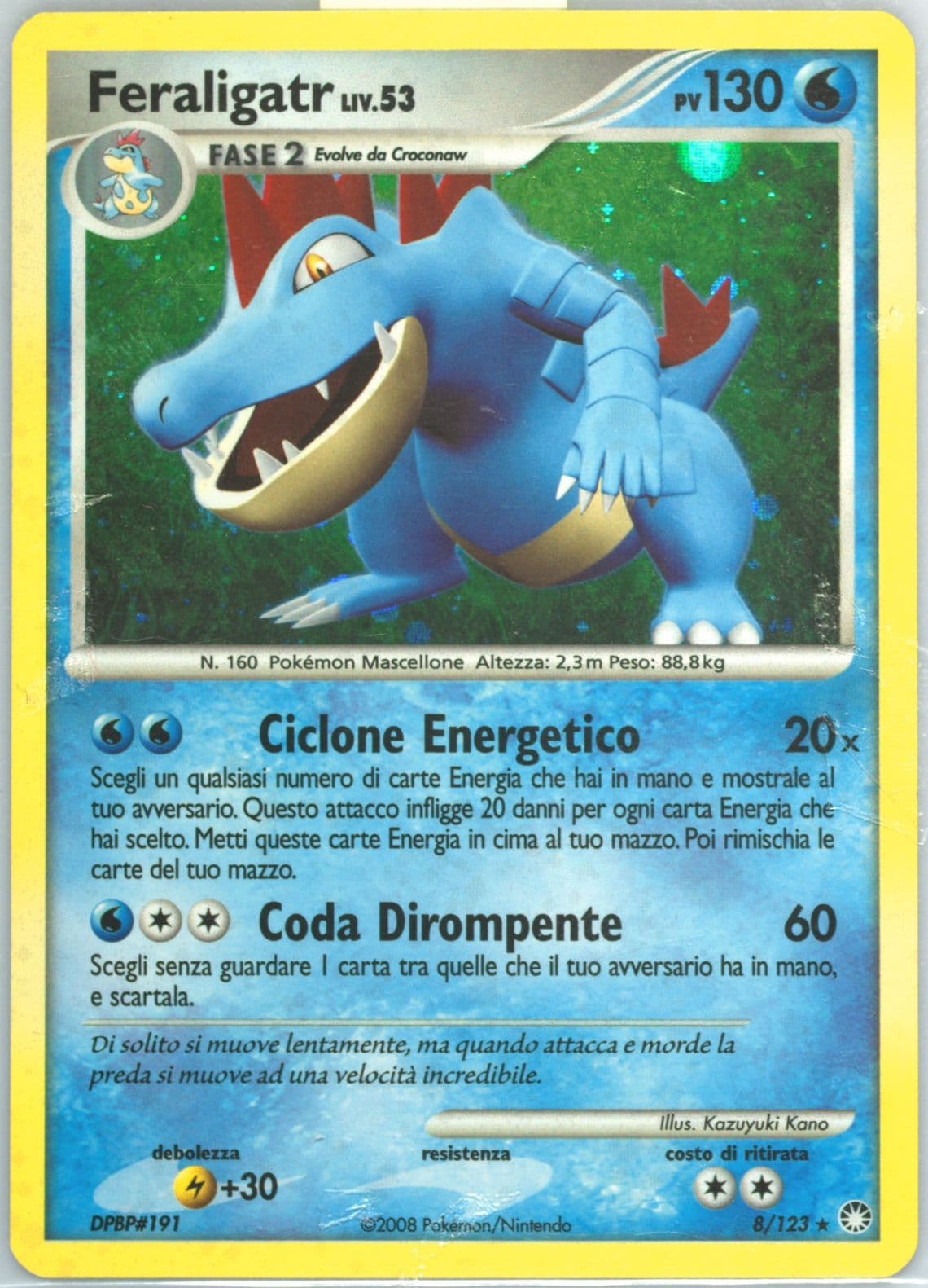 Feraligatr-Holo Italian (8) 2007 Pokemon Diamond & Pearl Mysterious Treasures