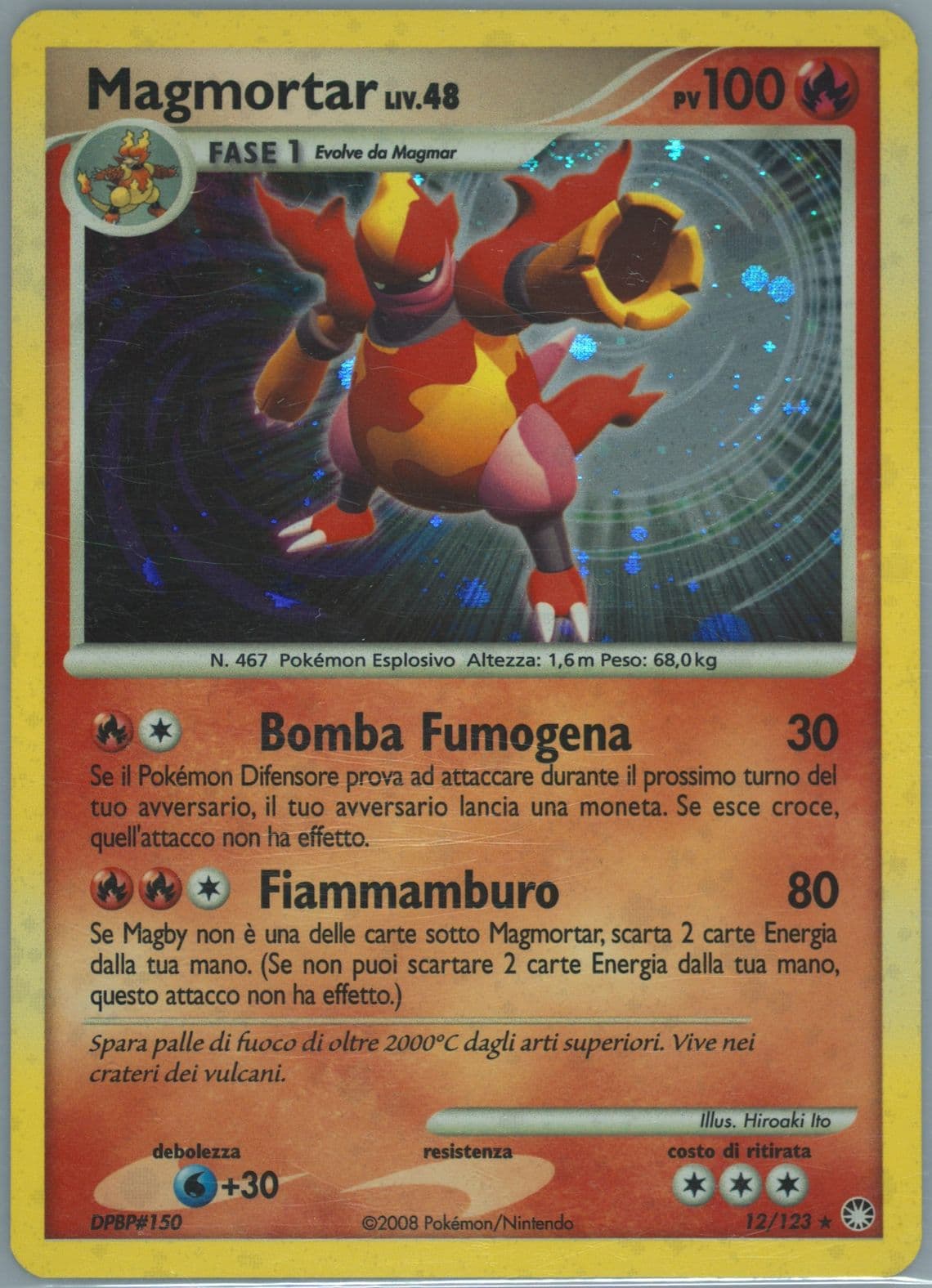 Magmortar-Holo Italian (12) 2007 Pokemon Diamond & Pearl Mysterious Treasures