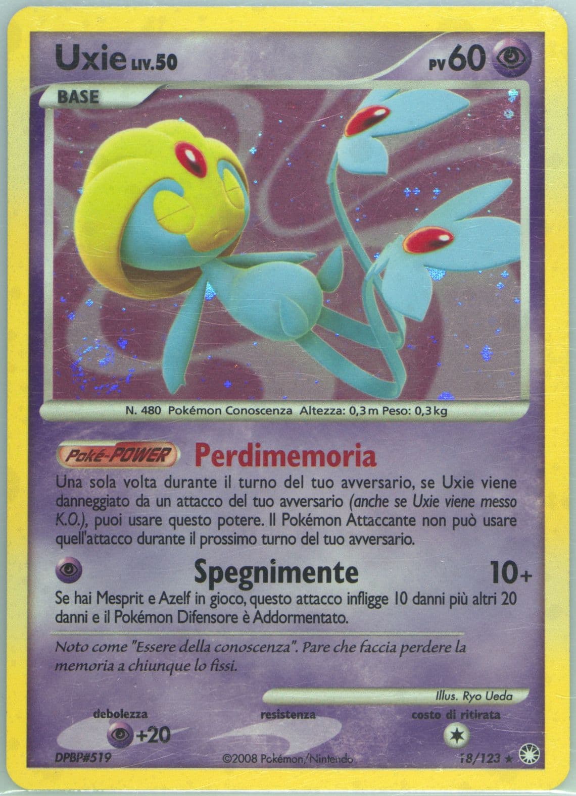 Uxie-Holo Italian (18) 2007 Pokemon Diamond & Pearl Mysterious Treasures