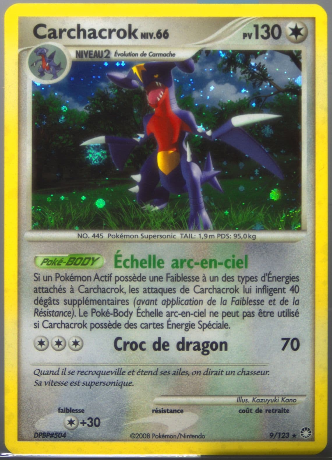 Carchacrok-Holo (9) 2008 Pokemon French Diamond & Pearl Mysterious Treasures