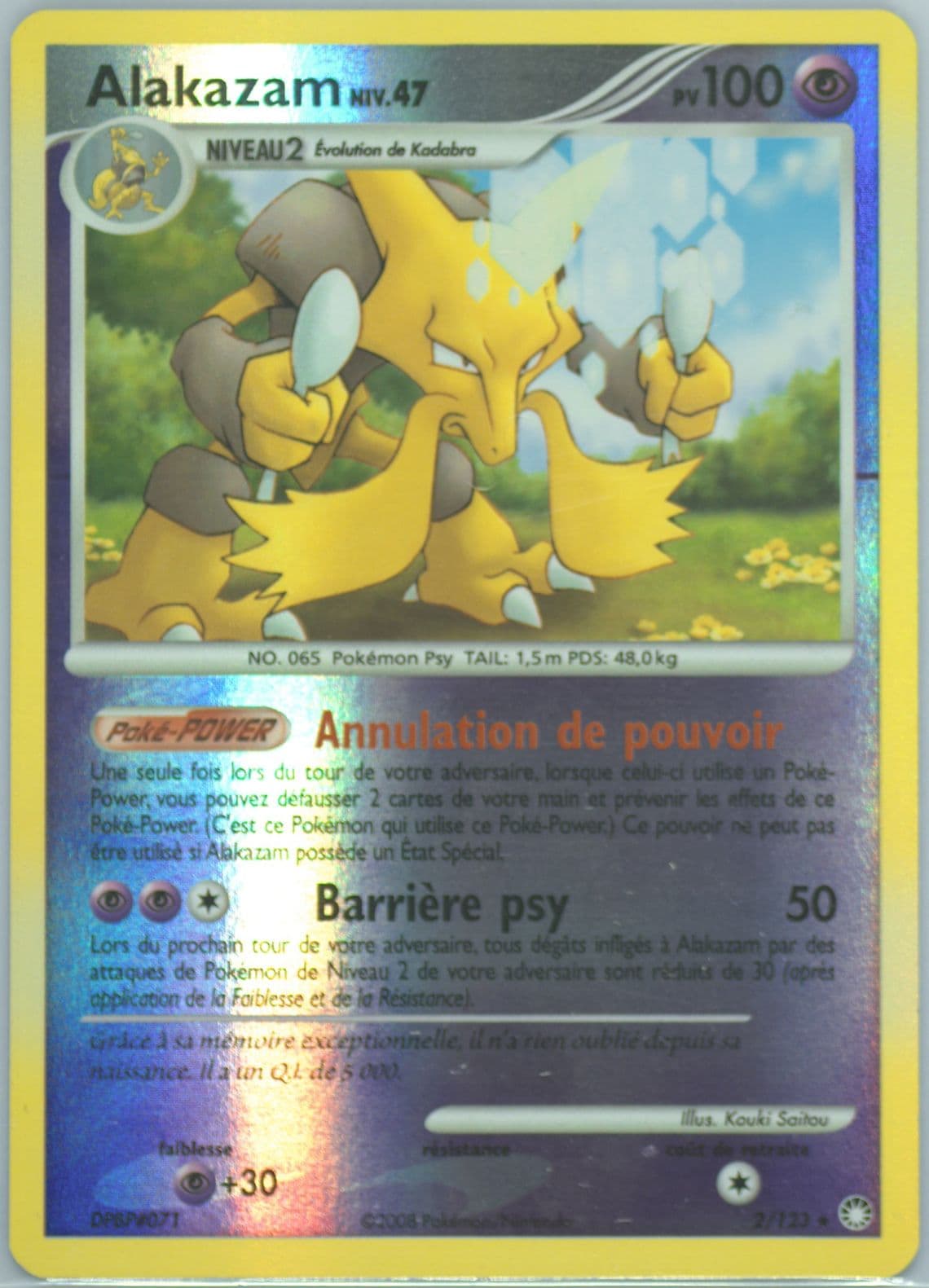 Alakazam-Reverse Foil (2) 2008 Pokemon French Diamond & Pearl Mysterious Treasures