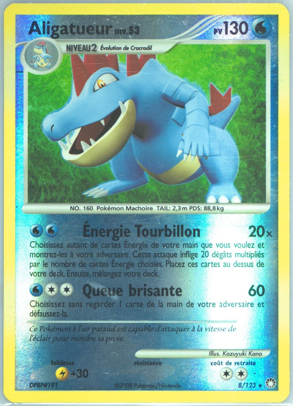 Aligatueur-Reverse Foil (8) 2008 Pokemon French Diamond & Pearl Mysterious Treasures