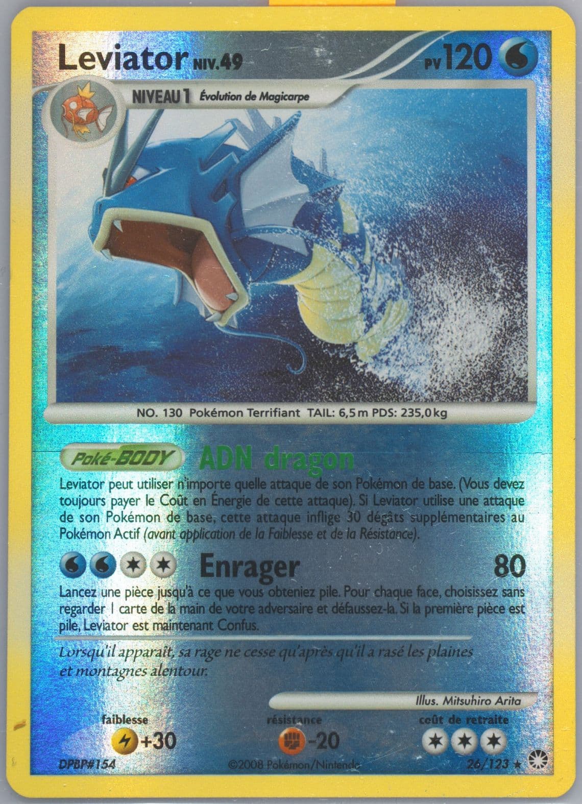 Leviator-Reverse Foil (26) 2008 Pokemon French Diamond & Pearl Mysterious Treasures