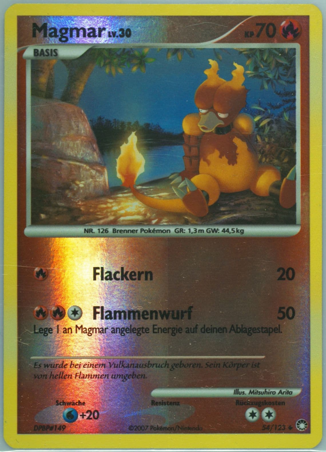 Magmar-Reverse Foil German (54) 2007 Pokemon Diamond & Pearl Mysterious Treasures