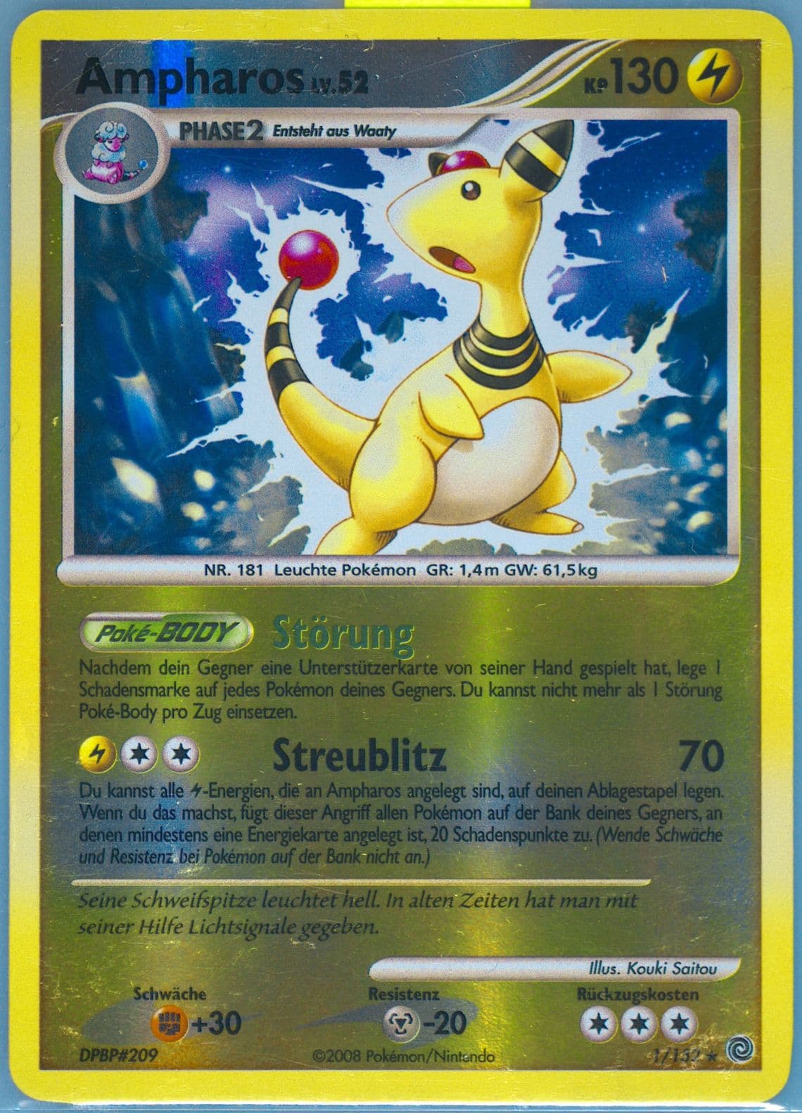 Ampharos-Reverse Foil (1) 2008 Pokemon German Diamond & Pearl Secret Wonders