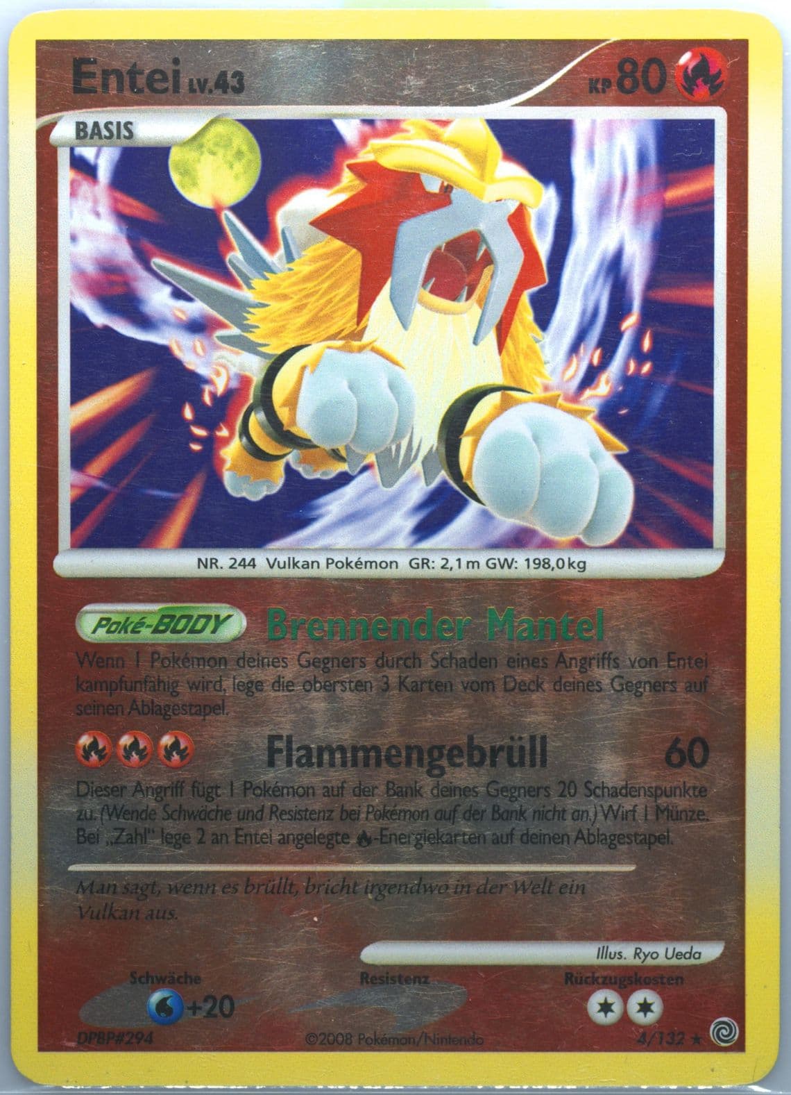 Entei-Reverse Foil (4) 2008 Pokemon German Diamond & Pearl Secret Wonders