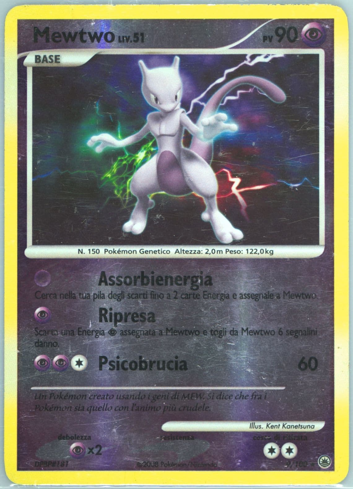 Mewtwo-Reverse Foil Italian (9) 2008 Pokemon Diamond & Pearl Majestic Dawn