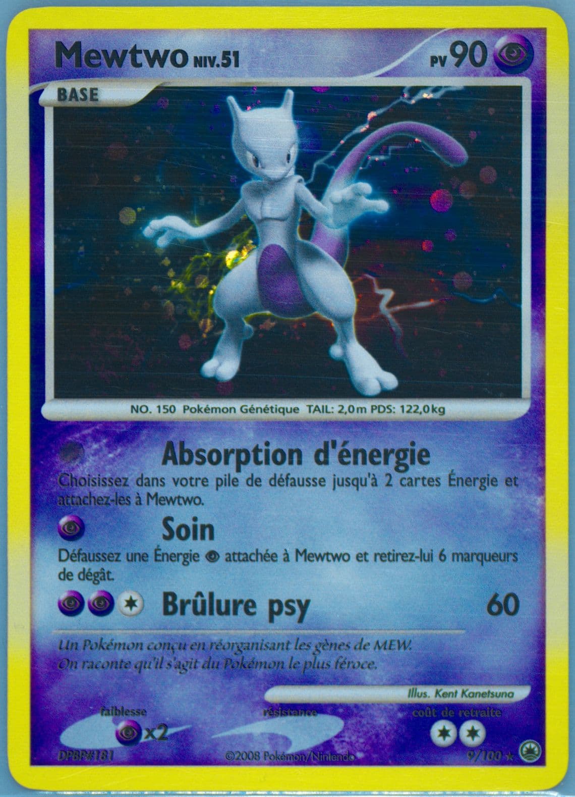 Mewtwo-Holo French (9) 2008 Pokemon Diamond & Pearl Majestic Dawn