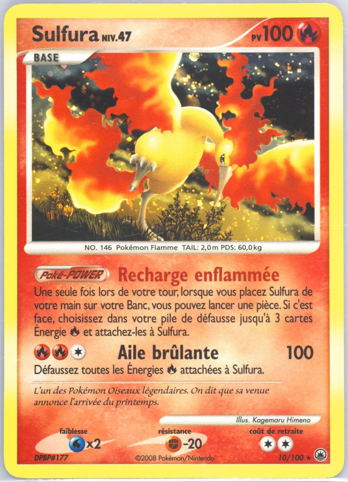 Sulfura-Holo French (10) 2008 Pokemon Diamond & Pearl Majestic Dawn
