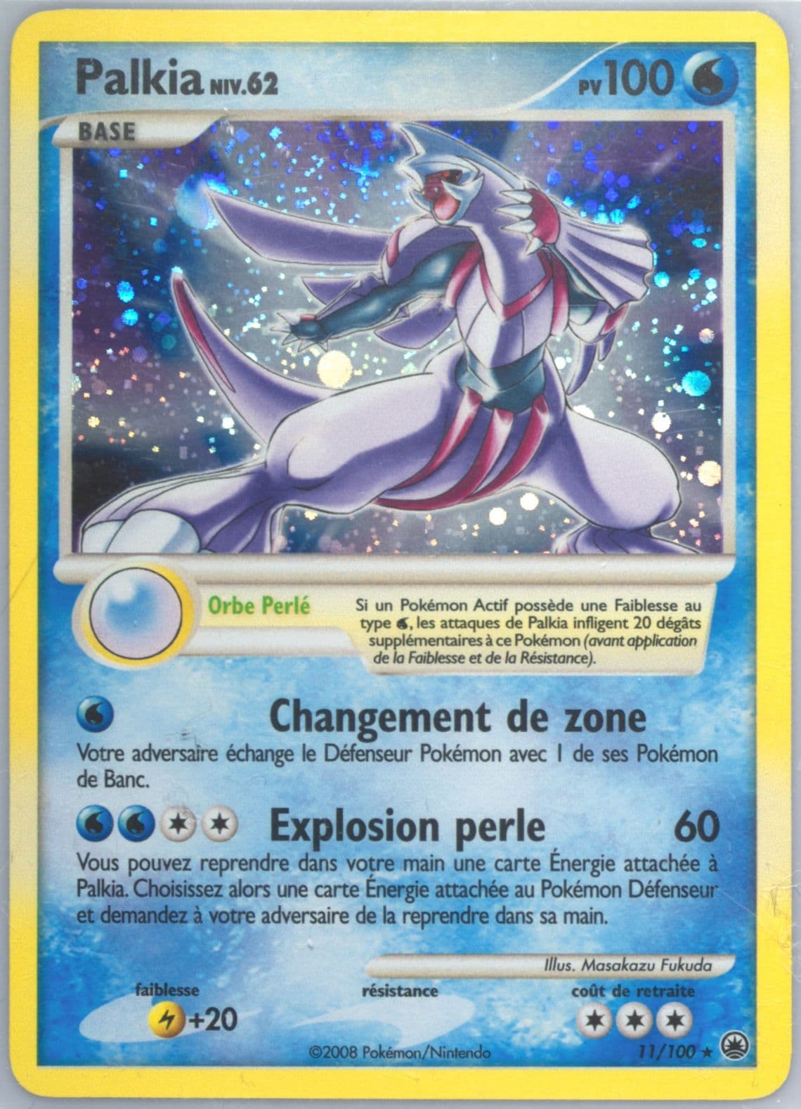 Palkia-Holo French (11) 2008 Pokemon Diamond & Pearl Majestic Dawn