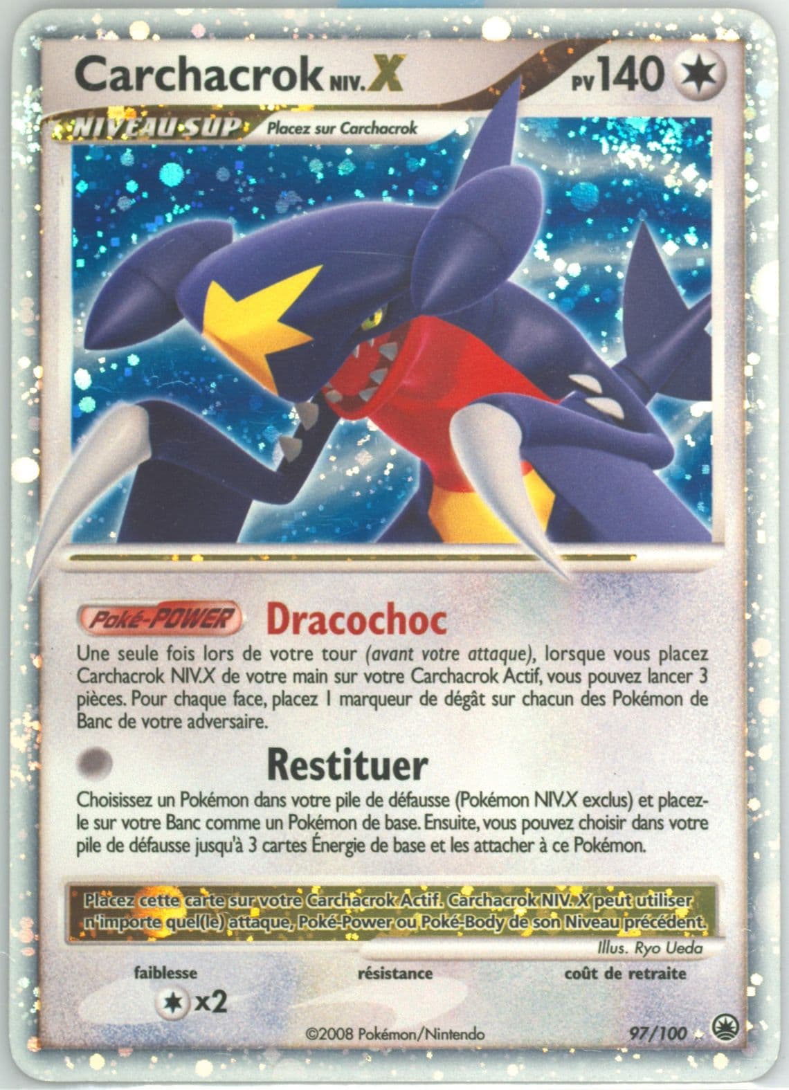 Carchacrok Niv.X-Holo French (97) 2008 Pokemon Diamond & Pearl Majestic Dawn