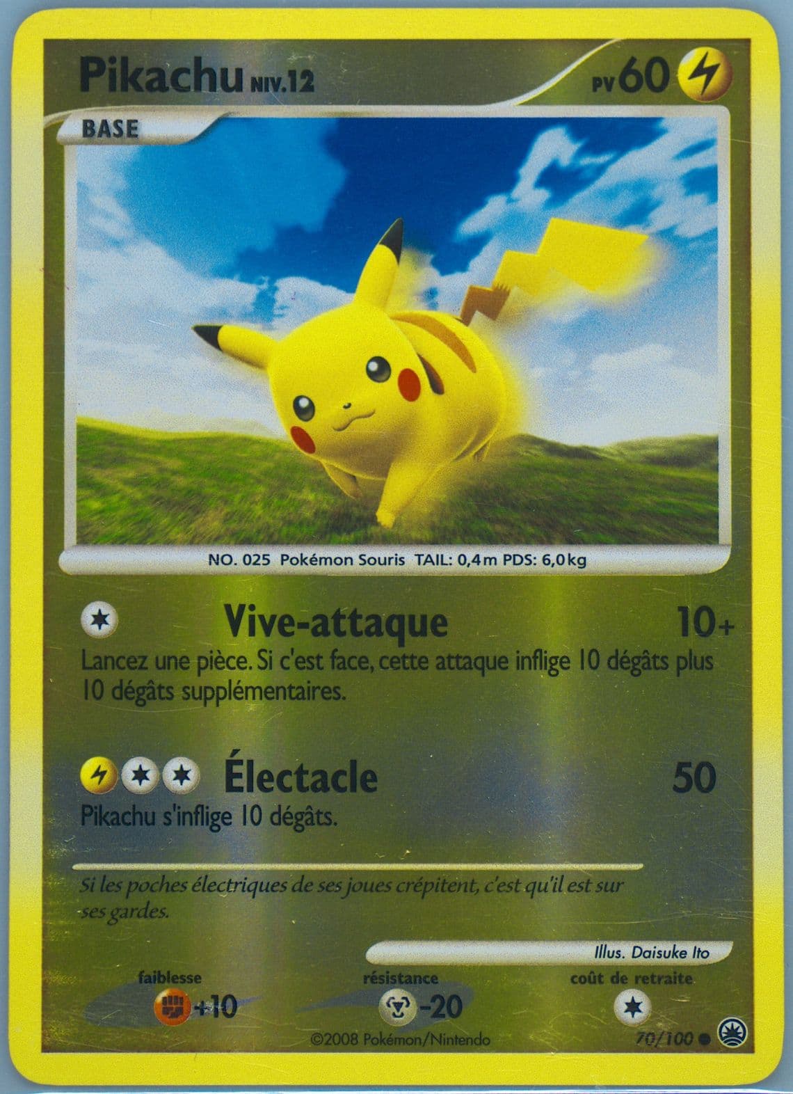 Pikachu-Reverse Foil French (70) 2008 Pokemon Diamond & Pearl Majestic Dawn
