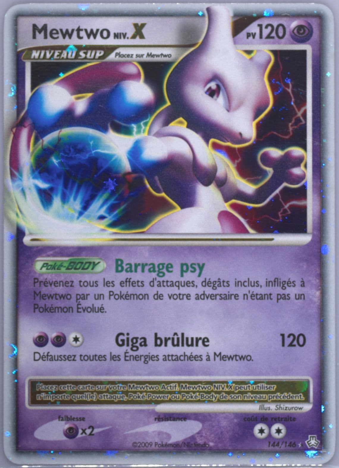 Mewtwo Niv.X-Holo (144) 2009 Pokemon French Diamond & Pearl Legends Awakened