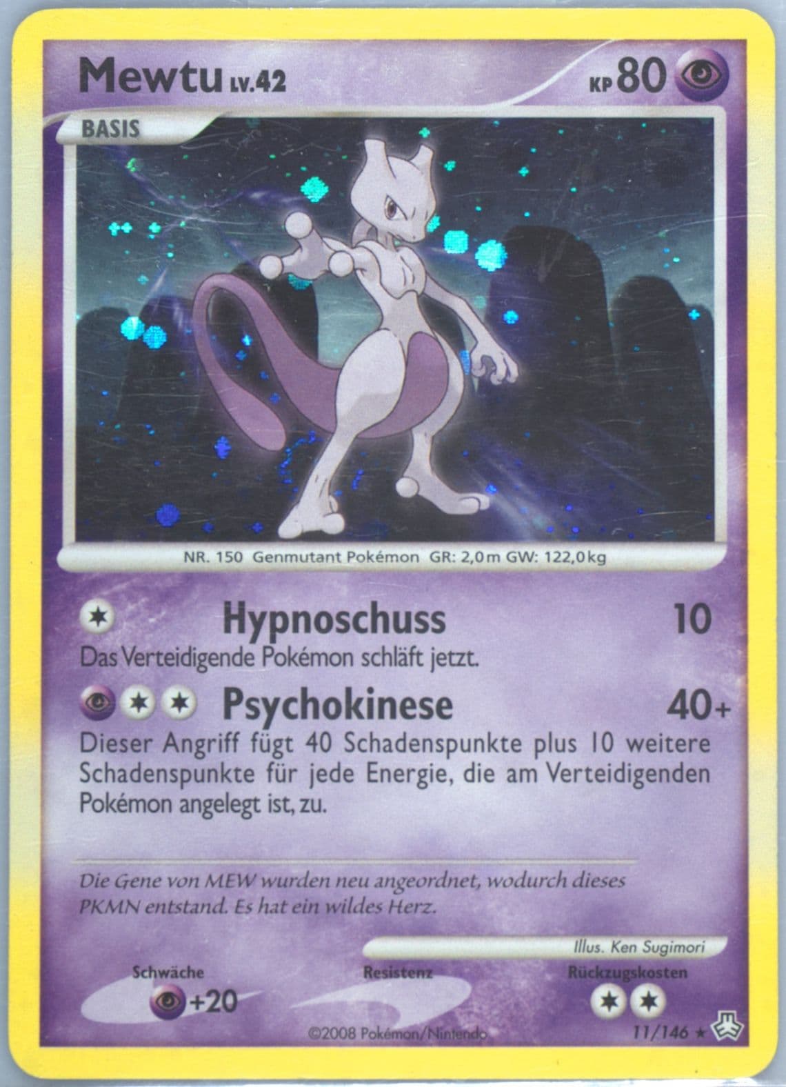Mewtu-Holo German (11) 2008 Pokemon Diamond & Pearl Legends Awakened