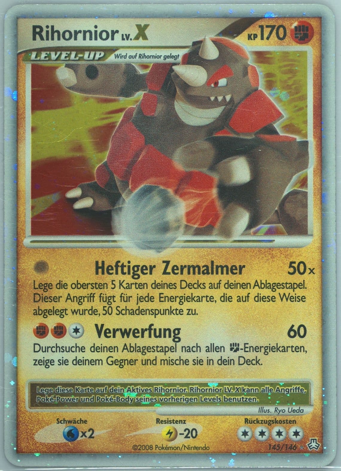 Rihornior LV. X-Holo German (145) 2008 Pokemon Diamond & Pearl Legends Awakened