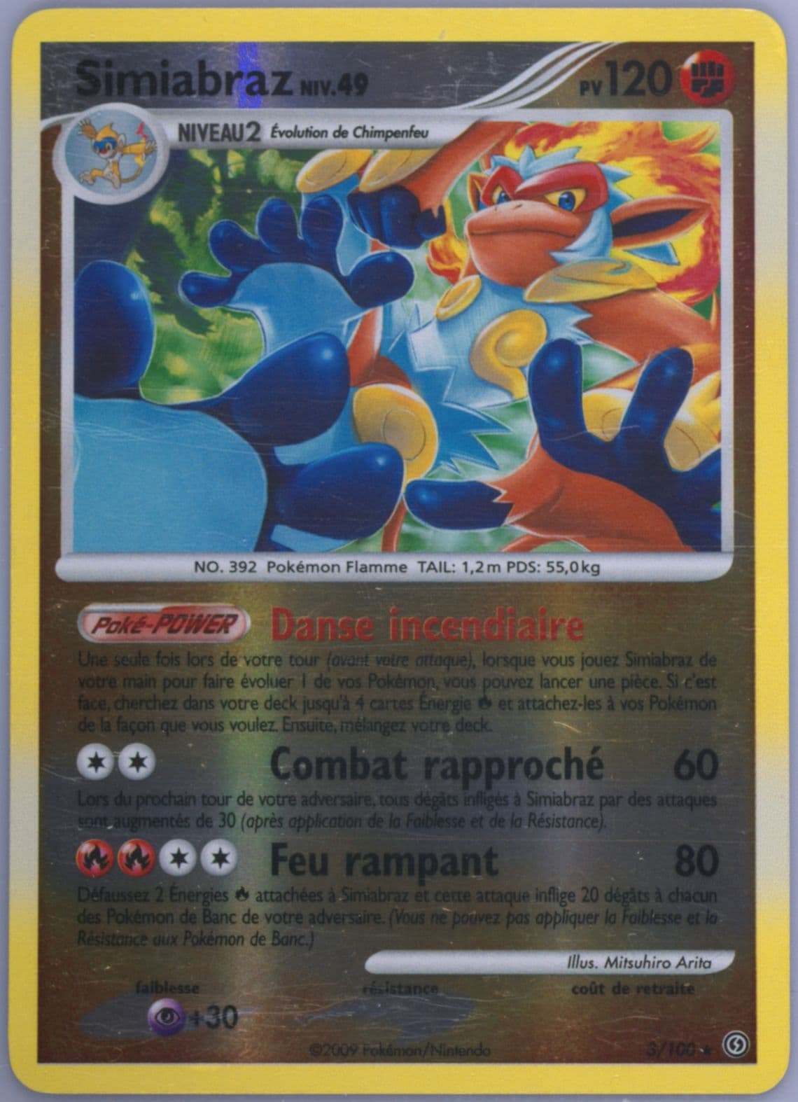 Simiabraz-Reverse Foil (3) 2009 Pokemon French Diamond & Pearl Stormfront