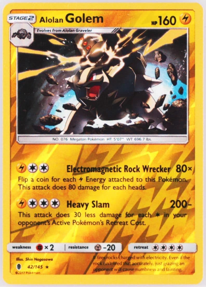 Alolan Golem-Reverse Foil (42) 2017 Pokemon Sun & Moon Guardians Rising