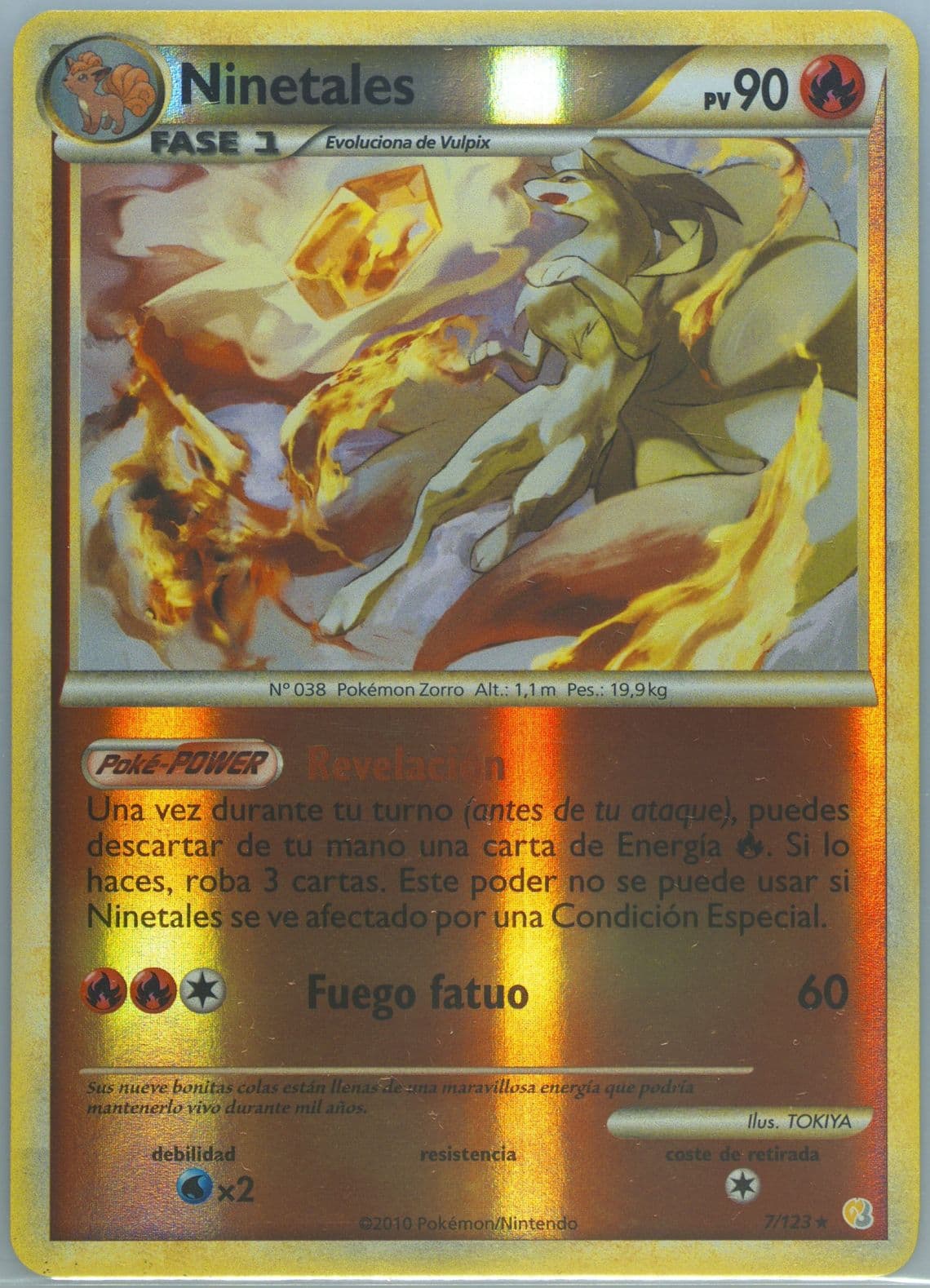 Ninetales-Reverse Foil Spanish (7) 2010 Pokemon Heartgold & Soulsilver