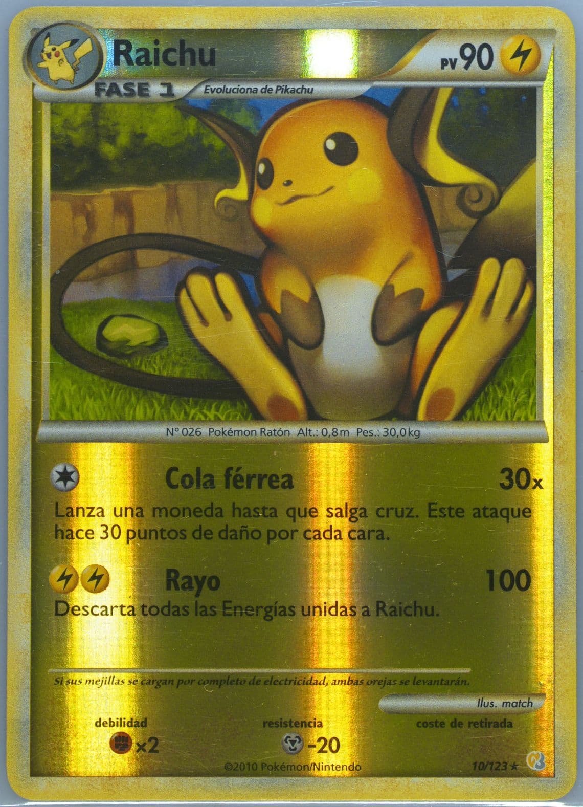 Raichu-Reverse Foil Spanish (10) 2010 Pokemon Heartgold & Soulsilver