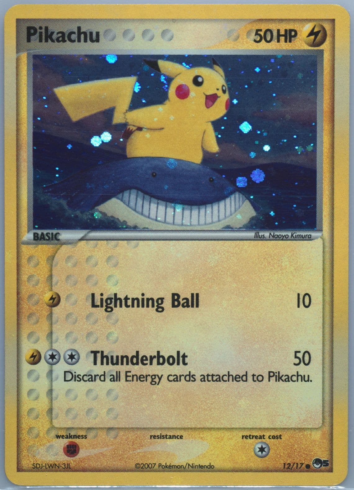 Pikachu-Holo Inverted Back (12) 2007 Pokemon Pop Series 5