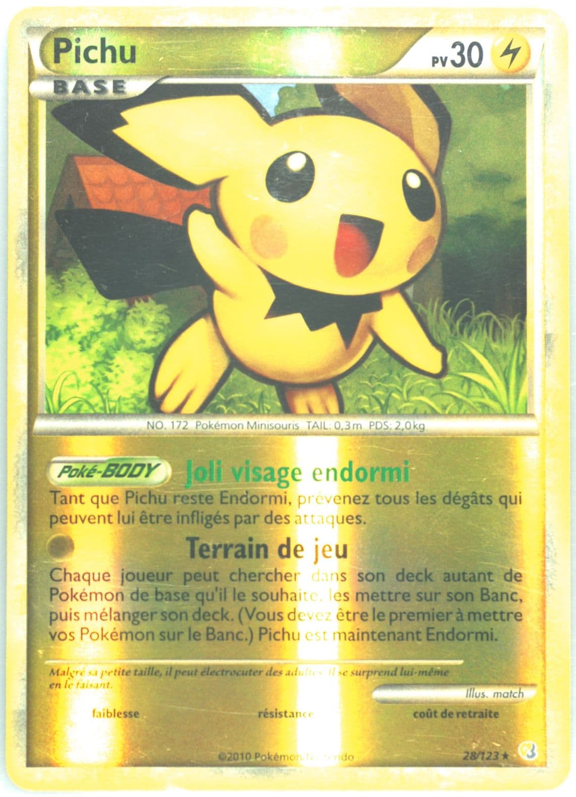 Pichu-Reverse Foil French (28) 2010 Pokemon Heartgold & Soulsilver