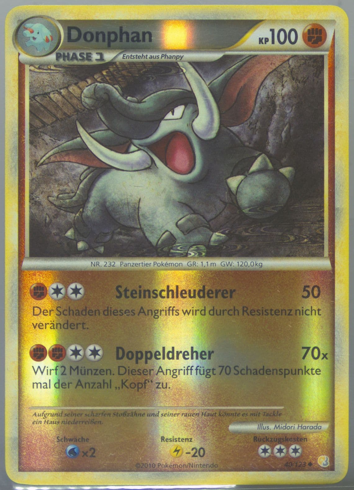 Donphan-Reverse Foil German (40) 2010 Pokemon Heartgold & Soulsilver