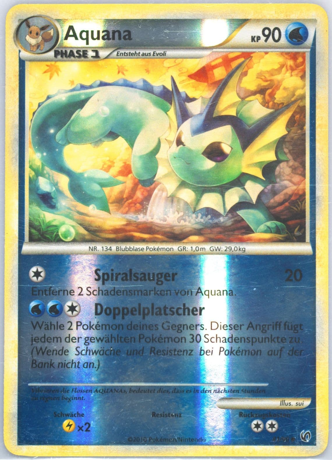 Aquana-Reverse Foil German (41) 2010 Pokemon Heartgold & Soulsilver Undaunted