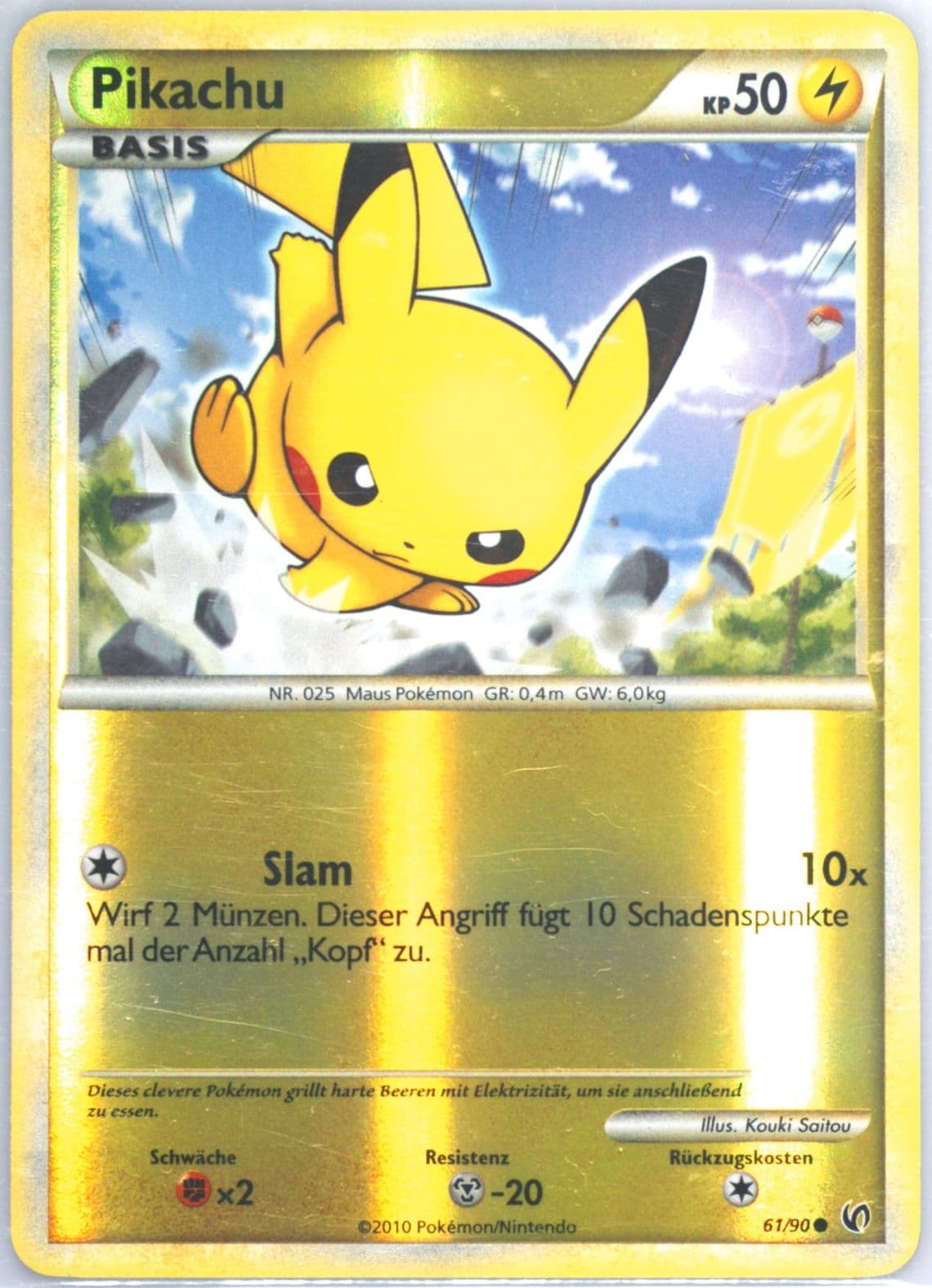 Pikachu-Reverse Foil German (61) 2010 Pokemon Heartgold & Soulsilver Undaunted