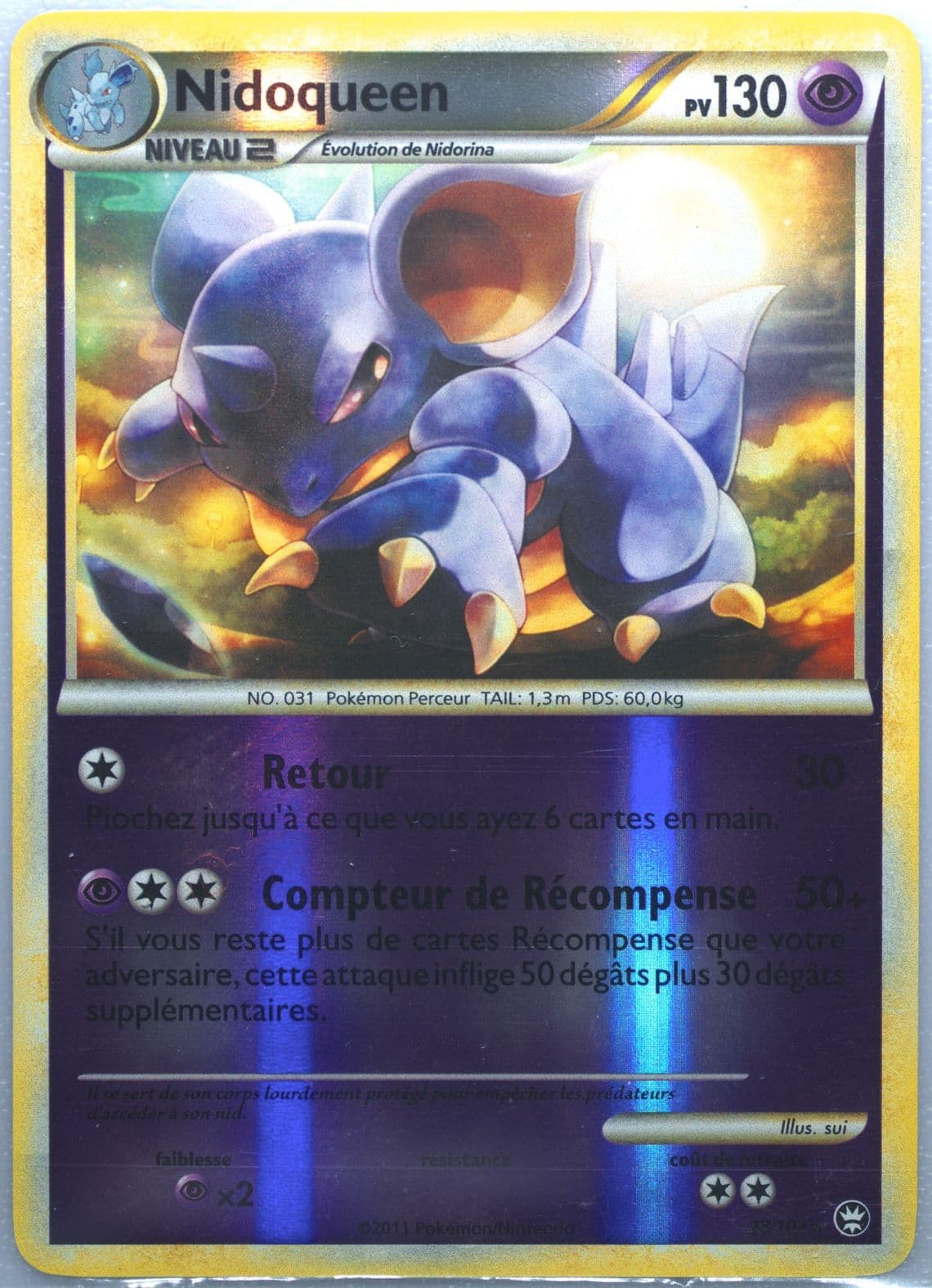 Nidoqueen-Reverse Foil (28) 2011 Pokemon French Heartgold & Soulsilver Triumphant
