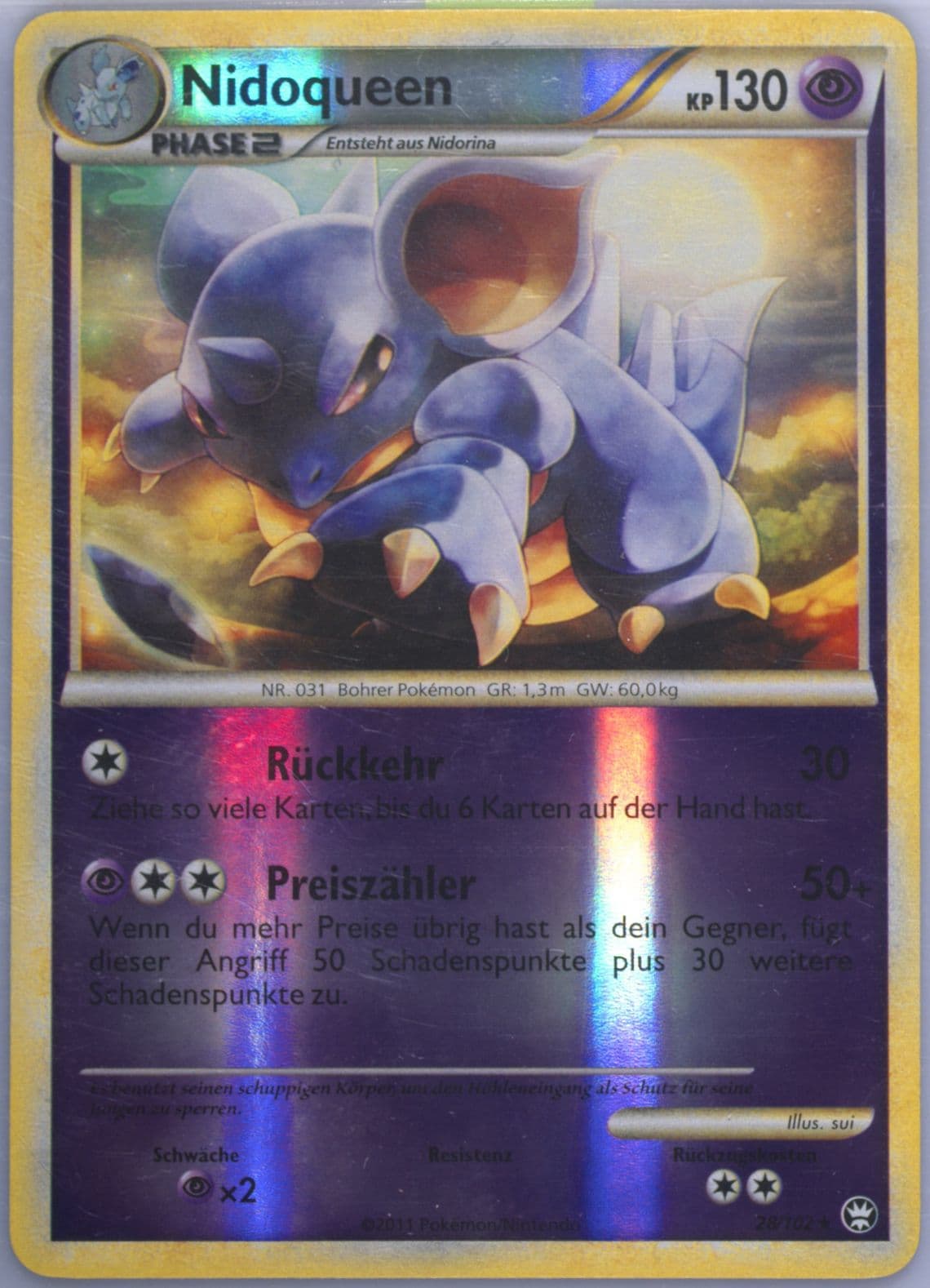 Nidoqueen-Reverse Foil (28) 2011 Pokemon German Heartgold & Soulsilver Triumphant