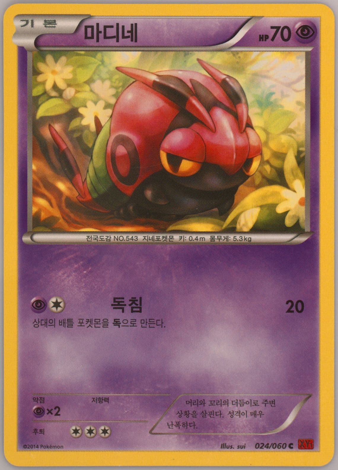 Venipede (024) 2014 Pokemon Korean XY Collection Y