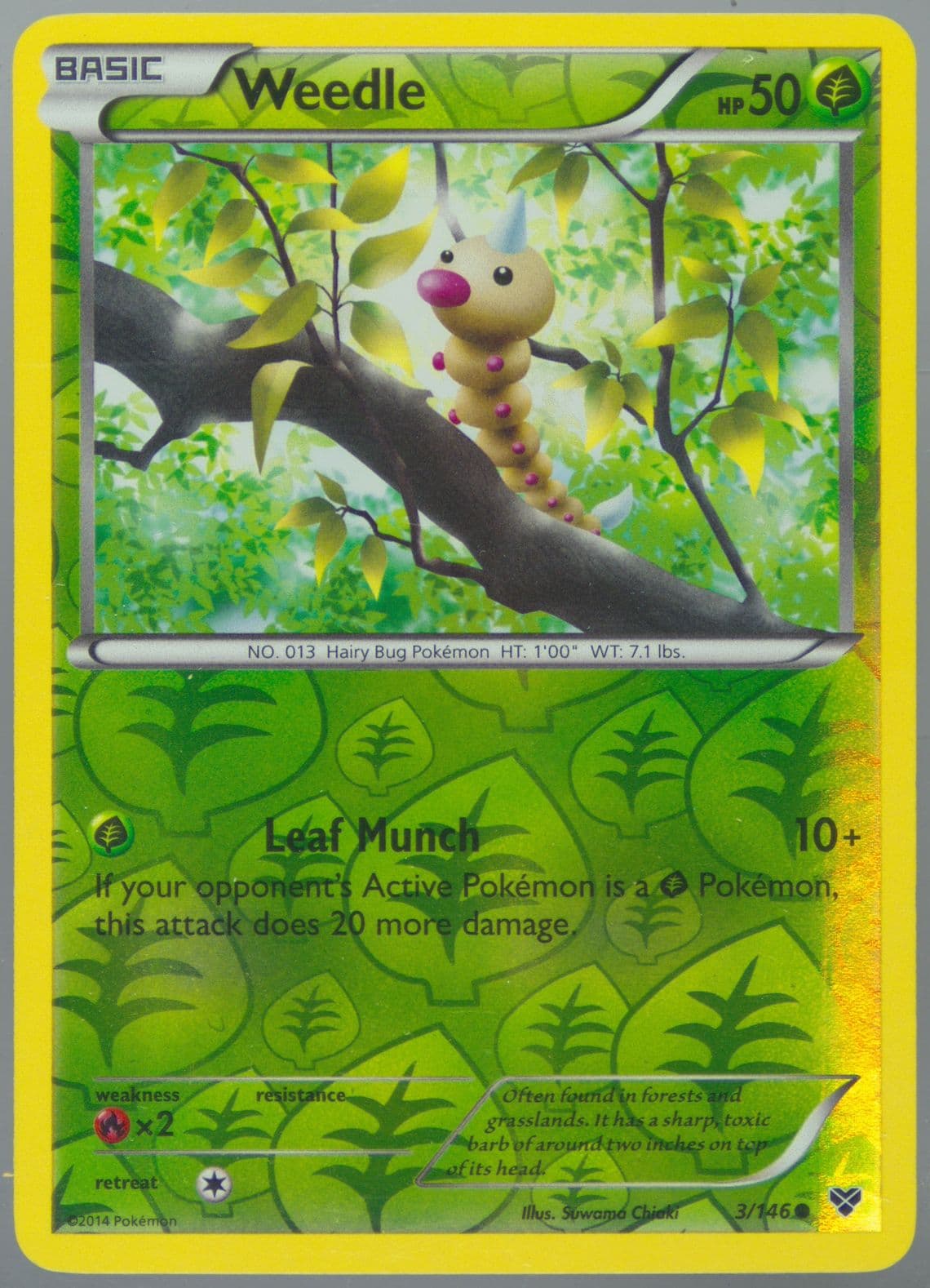 Weedle-Reverse Foil (3) 2014 Pokemon XY