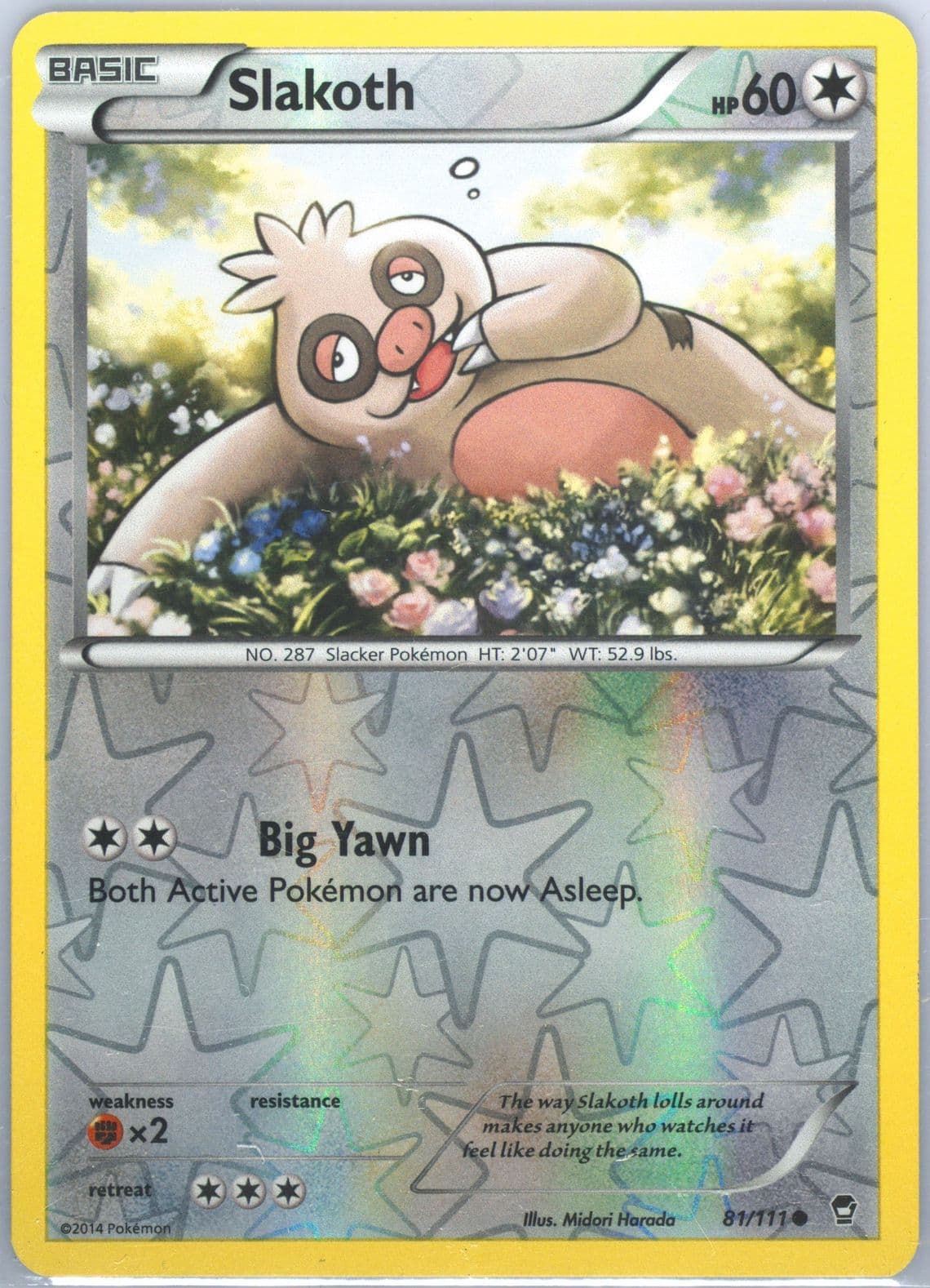 Slakoth-Reverse Foil (81) 2014 Pokemon XY Furious Fists