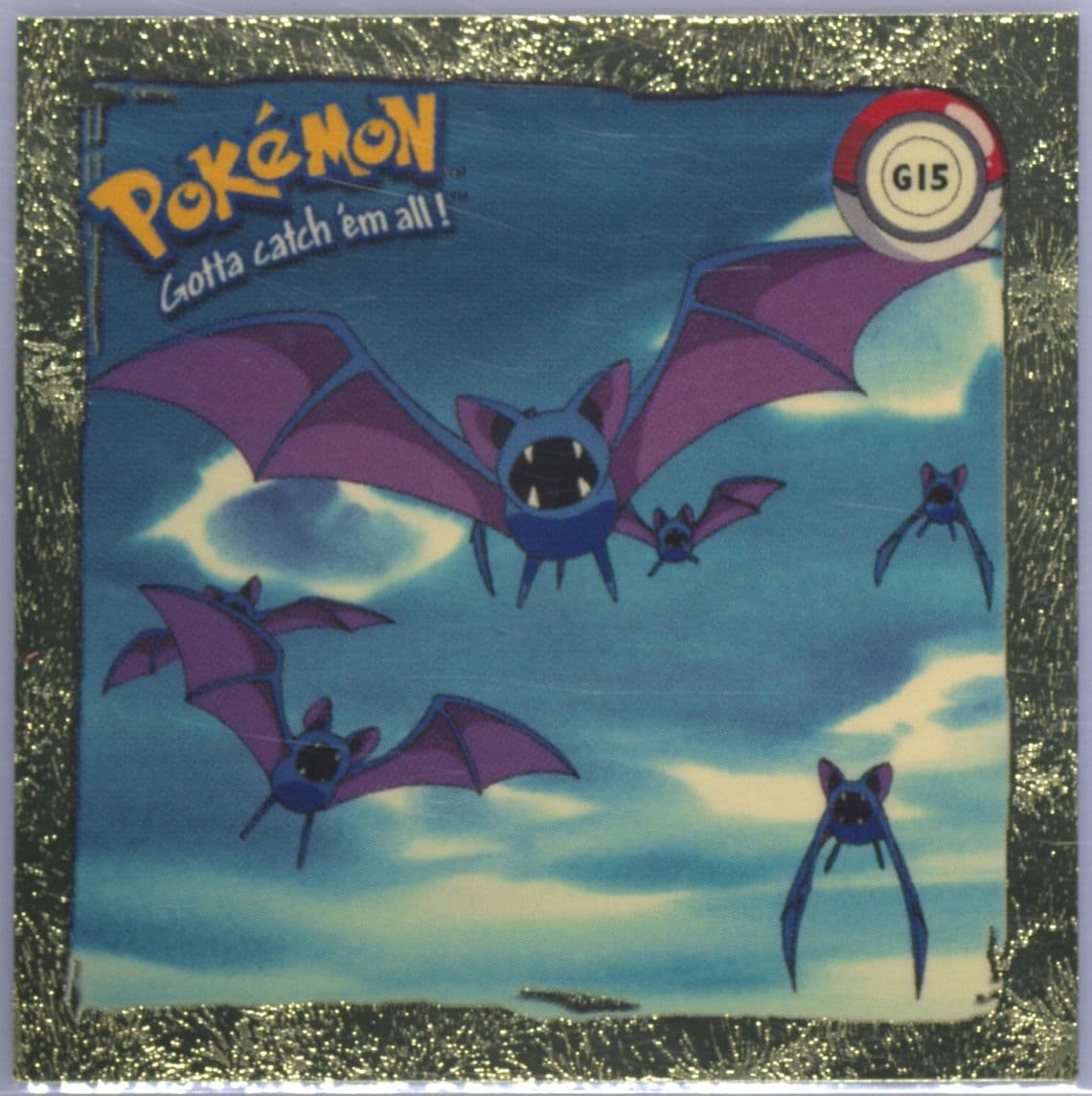 Zubat (G15) 1999 Pokemon Stickers Series 1 Rare Gold Stickers