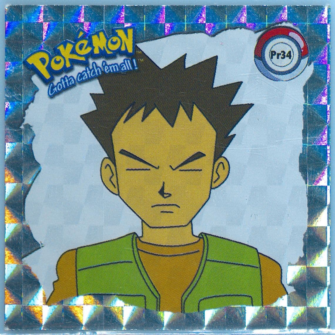 Brock (PR34) 1999 Pokemon Stickers Series 1 Bonus Prism Stickers