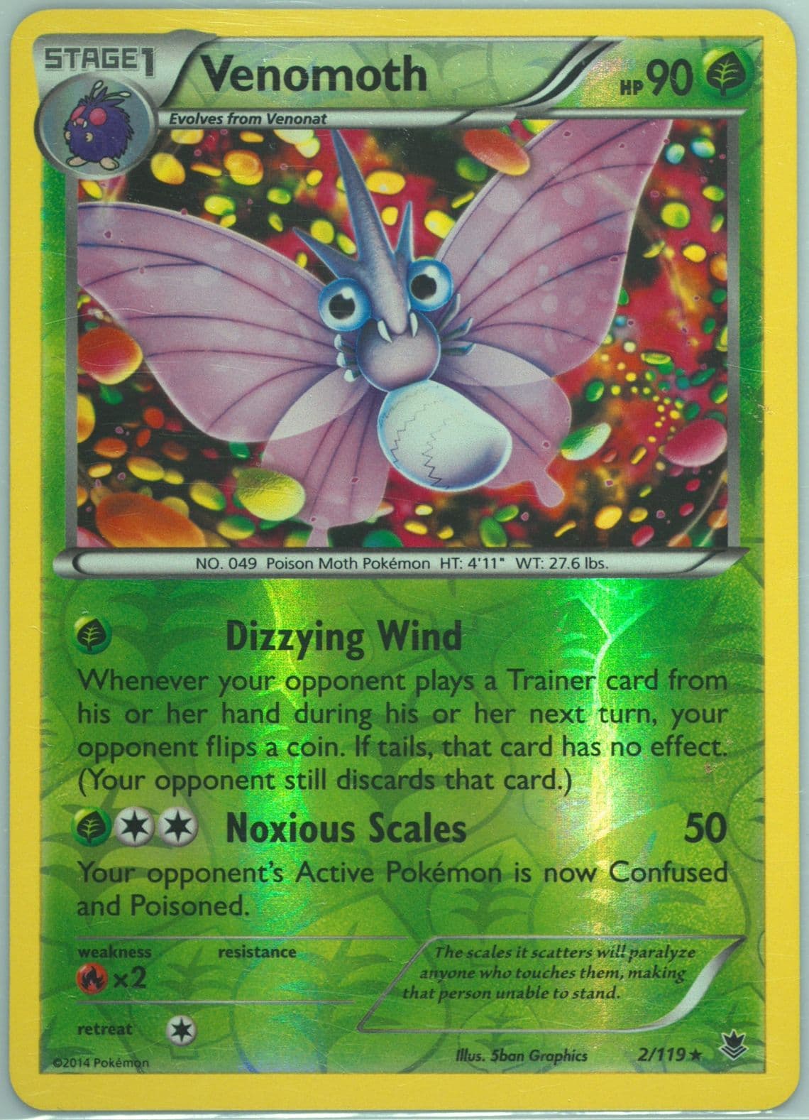 Venomoth-Reverse Foil (2) 2014 Pokemon XY Phantom Forces