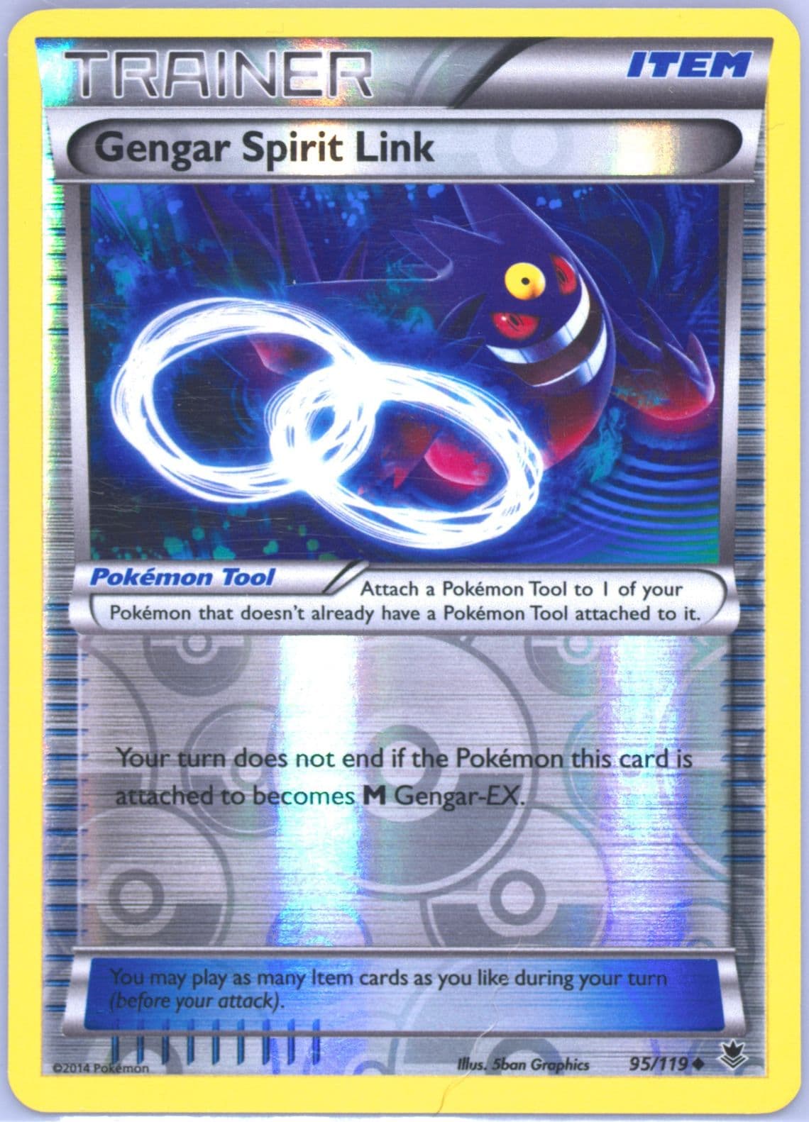 Gengar Spirit Link-Reverse Foil (95) 2014 Pokemon XY Phantom Forces