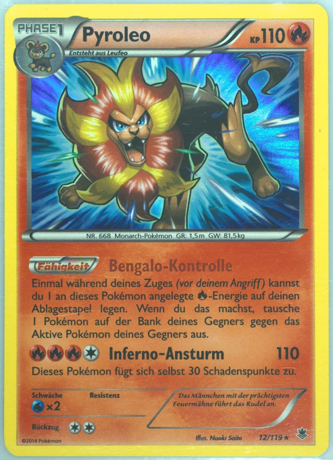 Pyroleo-Holo German (12) 2014 Pokemon XY Phantom Forces