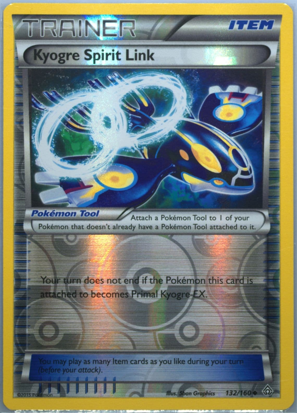 Kyogre Spirit Link-Reverse Foil (132) 2015 Pokemon XY Primal Clash