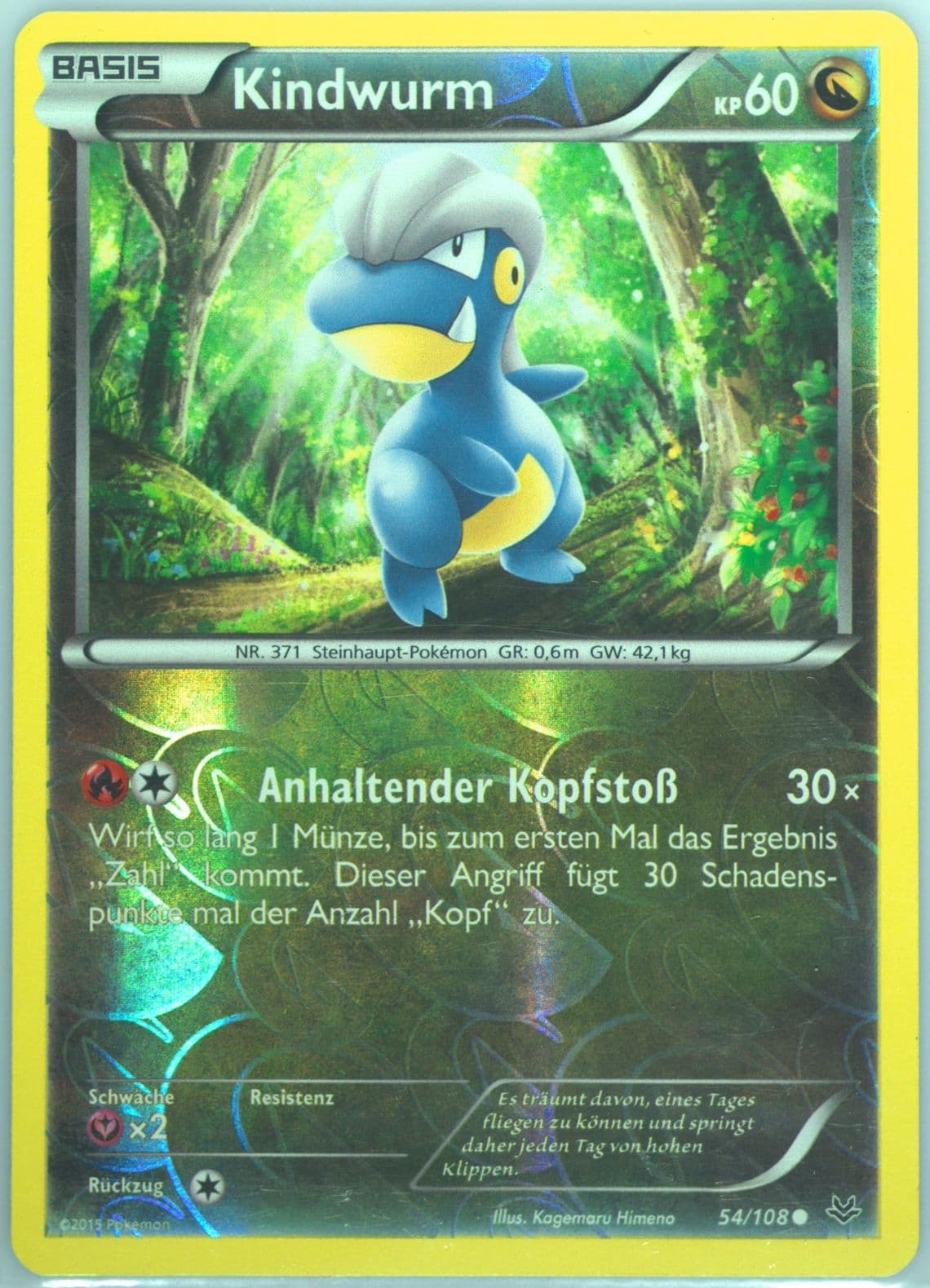Kindwurm-Reverse Foil German (54) 2015 Pokemon XY Roaring Skies