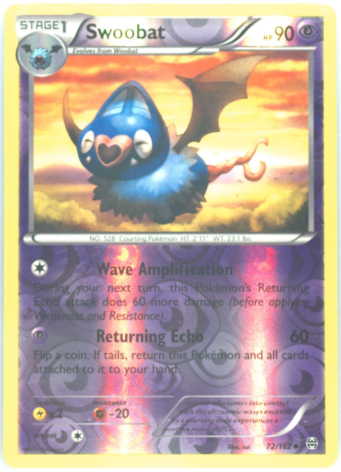 Swoobat-Reverse Foil (72) 2015 Pokemon XY Breakthrough